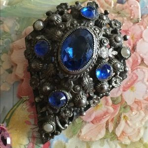 Sapphire Colored Vintage Dress Scarf Clip